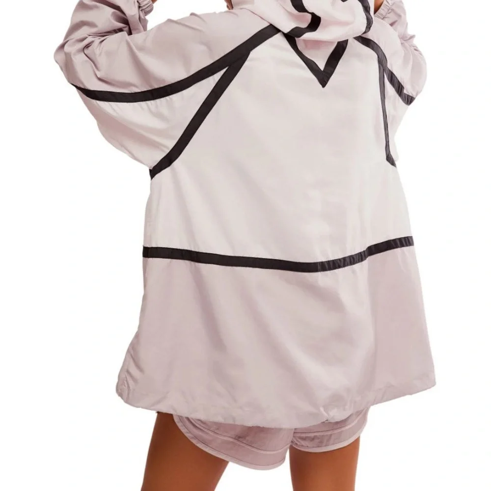 FP Movement by Free People Light Pink Windbreaker Anorak with Black Trim - Picture 12 of 13